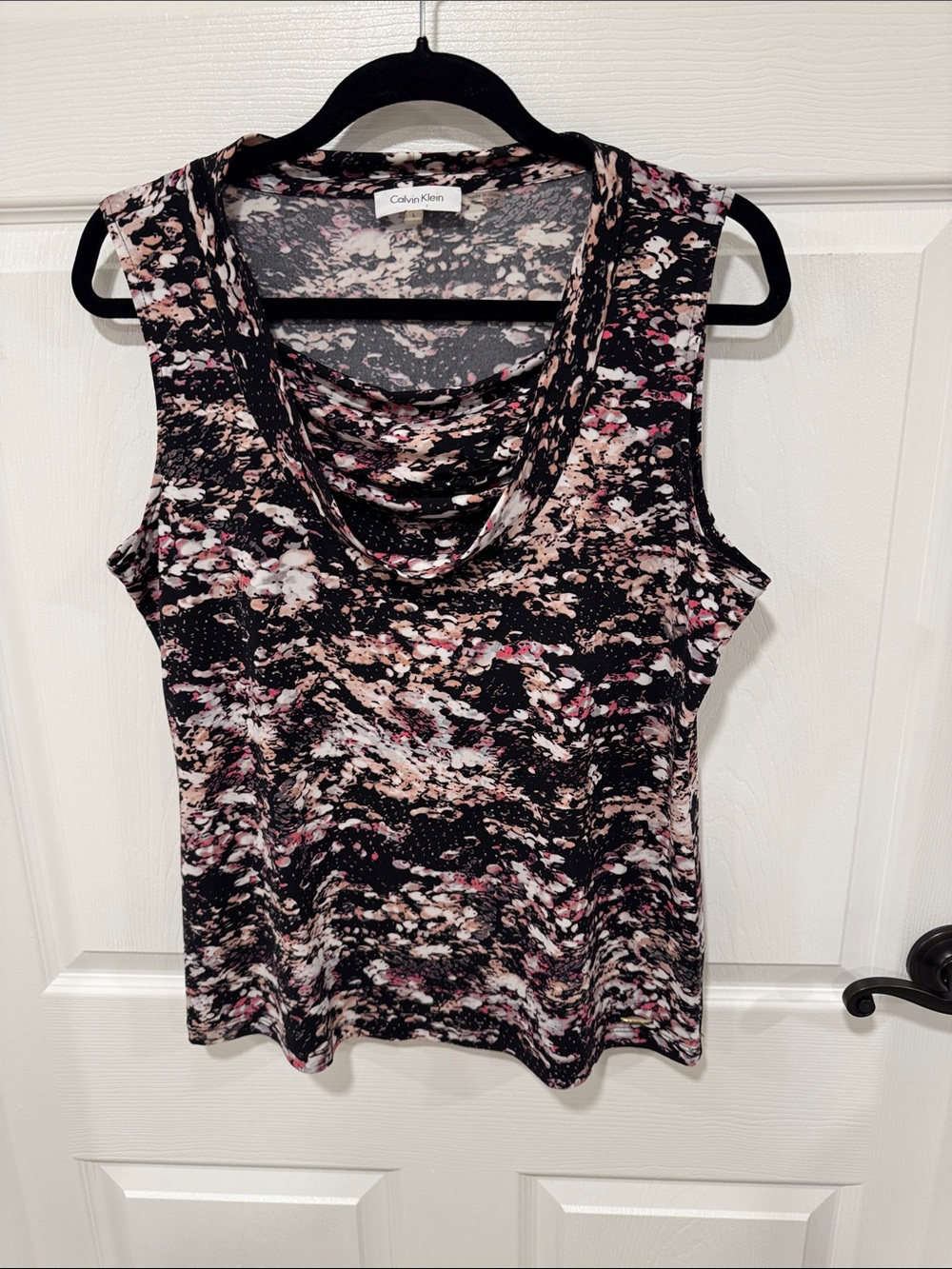 Calvin Klein Black Floral-Print Sleeveless Tank